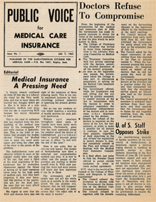 Public Voice for Medical Care Insurance, Issue No. 1, July 7, 1962